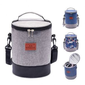 Round Thermal Insulation Lunch Bag for Women Kids Picnic Bento Box Cooler Tote Bags Food Carrier Storage Container Handbag - Product Image 4
