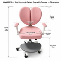 Chaise d'étude pour enfants à dossier double, réglable en hauteur, pivotante, avec repose-pieds, pour la maison, l'école, la chambre des étudiants