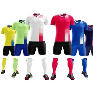 Custom Men's V-Neck Soccer Jersey Shorts Set Gradient Color Quick Dry Polyester All Seasons <b>Athletic</b> Fit - Product Image 6