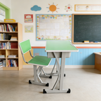 Bureau d'école ergonomique à hauteur réglable, prix d'usine, bureau d'étude pour étudiants avec structure métallique