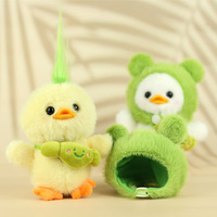Porte-clés en peluche Kawaii Grenouille à capuche et Canard, Mini jouet en peluche doux, Breloque de sac, Pendentif pour sac à dos, Décoration, Cadeau