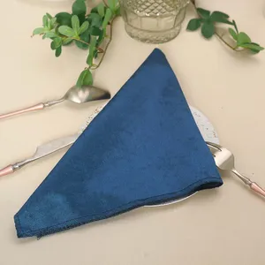 Servilletas de tela de poliéster para restaurante de bodas Servilleta de cena de terciopelo reciclado Azul Marino