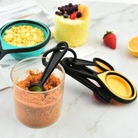 Outils de pâtisserie, ensemble de 8 tasses et cuillères doseuses en silicone pliables avec anneau de rangement pour la cuisine