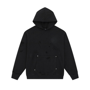 Felpe da <span class=keywords><strong>Uomo</strong></span> Oversize in Cotone 100% 400G <span class=keywords><strong>con</strong></span> <span class=keywords><strong>Cappuccio</strong></span>, Effetto Lavato e Strappi, Stile Streetwear, <span class=keywords><strong>con</strong></span> Logo Ricamato - Vendita all'Ingrosso - Product Image 2