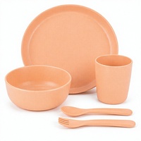 Ensemble de vaisselle pour enfants en fibre de bambou, 5 pièces, qualité alimentaire CPC, assiette, bol, tasse à motifs de dessins animés pour enfants