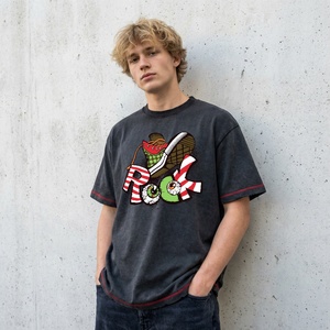 T-shirts en jersey 100 % coton pour hommes, col rond, vente en gros, logo personnalisé, style décontracté avec surpiqûres rouges, écologiques - Product Image 6