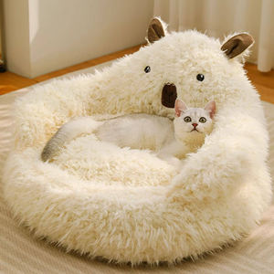 Cama para Mascotas de Felpa de Alta Calidad, Diseño Creativo de Alpaca, con Forro de Piel de León, Suave, Cómoda y Cálida para las Cuatro Estaciones, con Tapete Extraíble - Product Image 3