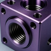 Bloc de collecteur en aluminium usiné CNC de précision sur mesure, anodisé violet, pour équipement industriel