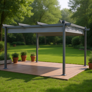 Pérgola Retráctil Moderna de Aluminio de 13 x 13 Pies, Color Gris, para Jardín, Patio, Terraza o Cubierta de Terraza - Product Image 2