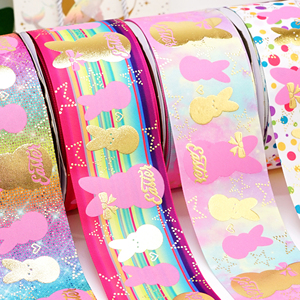 Foil Printed 75mm 3'' Hair Bows <strong>Ribbon</strong> Grosgrain <strong>Ribbon</strong> Fast Shipping Low Price <strong>Easter</strong> - Product Image 2