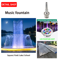 Fuente de Agua Decorativa Moderna Personalizada de Dos Niveles para Exteriores, con Chorro Alto e Iluminación LED, para Plazas y Lagos