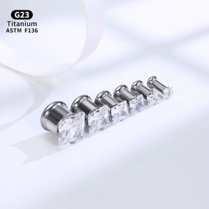 Thời trang ASTM F136 rắn G23 Titan trong nội bộ ren 5A Zircon thịt đường hầm Tai cắm tai Đồng hồ đo cơ thể piercing đồ trang sức - Product Image 2