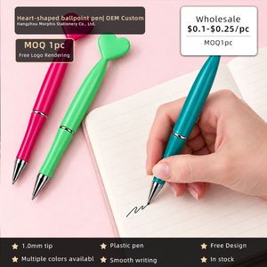 Stylo bille rotatif en plastique écologique coloré en forme de cœur, impression numérique, encre noire, largeur d'écriture 1,0 mm, usage promotionnel - Product Image 4