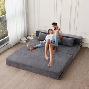 Sofá Cama Esquinero Moderno de Espuma de Alta Densidad con Tapicerí<span class=keywords><strong>a</strong></span> de Terciopelo para Sala de Estar - Product Image 5