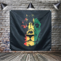 Bandera de Jamaica con León Rasta Reggae, Poliéster, 3x3 Pies, para Colgar en la Pared, 4 Ojales, Bandera Personalizada para Interiores, Música Rock