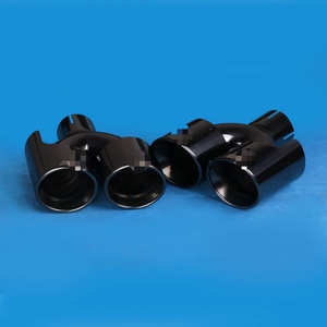 Embout d'échappement en titane noir de 3,5 pouces en forme de U, poisson <span class=keywords><strong>volant</strong></span> avec bouclier, embout de silencieux double en acier inoxydable, tuyau d'échappement de voiture - Product Image 1