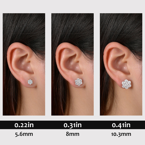 Boucles <span class=keywords><strong>d</strong></span>'Oreilles Puces Diamant « Éclat Floral » en Or Blanc S925, Moissanite de Laboratoire, Forme Fleur, Tendance Homme Femme, Bijoux en <span class=keywords><strong>Argent</strong></span> 925, Luxe - Product Image 4