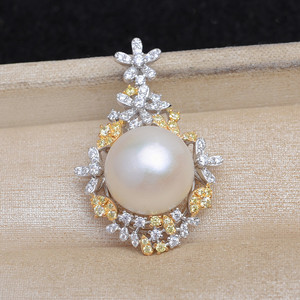 Wenchi 925 Plata de Lujo con Patrón Bicolor, Base para Accesorios DIY, Colgante de Perla Semiterminado 13464 para Fabricación de Joyas China - Product Image 4