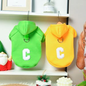 Dog Hoodie With Leash Letter C Design Polyester Fleece Lining For <b>Cats</b> And Dogs Autumn Winter Sweatshirt Pet <b>Clothes</b> - Product Image 3