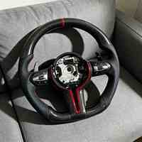 Volant de voiture M Sport en fibre de carbone à fond plat avec bande rouge pour BMW F10 F11 F20 F21 F22 F30 F31 F32 F80 F82 M3 M4 F82 M4