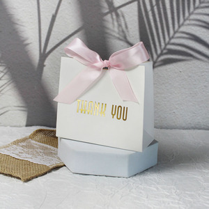 Luxury Gold Foil Logo Jewelry Cosmetics Packaging Paper Shopping Bag Custom <b>Wedding</b> Thank You Gift Bag with Ribbon Bowknot - Product Image 4