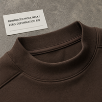 Sweat-shirt à col rond marron café avec fentes latérales, coupe décontractée, style streetwear, pull, commande en gros, vêtements pour hommes