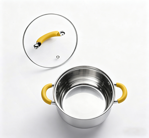 Kitchen <b>Induction</b> Cooker Stainless Steel Stock <b>Pot</b> Ollas De Acero Inox Cooking <b>Pot</b> With Pvd Gold Plated Handle - Product Image 2