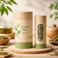 Emballage personnalisé en tube de papier kraft 100 % recyclé de qualité alimentaire pour poudre de thé vert matcha, boîte écologique recyclable