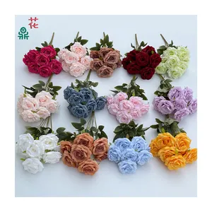 9 поставьте букет ледяных и снежных роз Свадебная дорожная грунтовка шелковые цветы коммерческие красивые выдержанные искусственные цветы