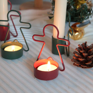 Heimdekoration Zierleinheit Weihnachts-Leibkuchen mannförmig Metallteppich Eisenkerzenständer Halter für Teelichter und Säulenkerze - Product Image 4
