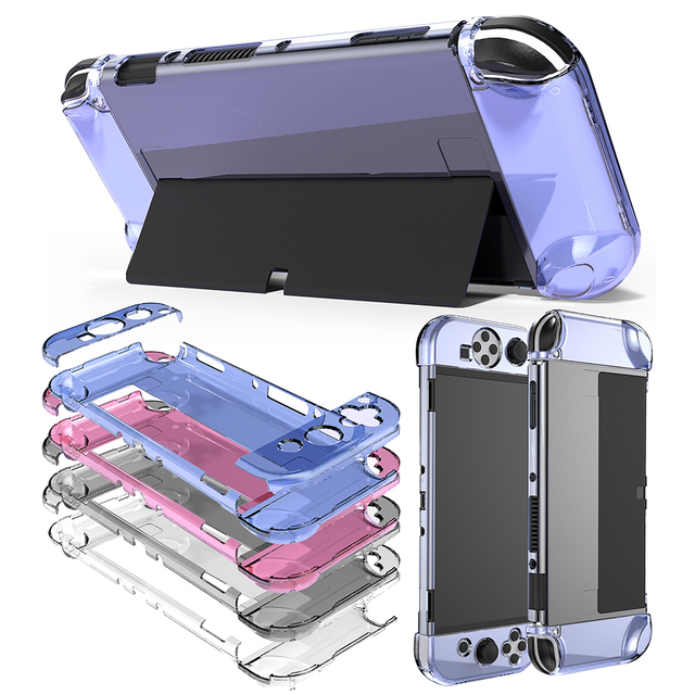 New Design Clear Blue Red Transparent Crystal Case Cover for Nintendo Switch OLED Accessories