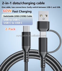 <span class=keywords><strong>Nuevo</strong></span> Cable de Carga Rápida Tipo-C 2 en 1 USB-C + USB-A con Trenzado de Nailon, 3A 60W para <span class=keywords><strong>iPhone</strong></span> 15/16, Conductor de Cobre Puro - Product Image 6