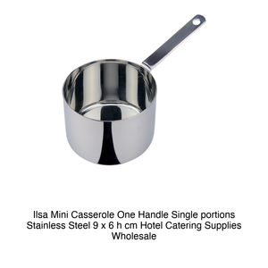 <b>Mini</b> Stainless Steel Saucepan with 1 Handle, 9 × 6 cm, Ilsa Single Portions - Product Image 2