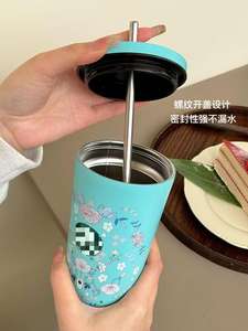 Gobelet en paille Starba Spring Floral, un gobelet en acier inoxydable de grande capacité de 500 ml de haute qualité, anti-fuite et portable - Product Image 6