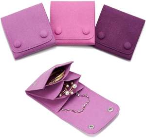 Pochette à bijoux en daim à pression <span class=keywords><strong>de</strong></span> couleur violette assortie pour bijoux sacs-cadeaux <span class=keywords><strong>de</strong></span> petite entreprise Logo personnalisé imprimé - Product Image 1