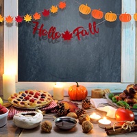 Décoration suspendue pour fête de Thanksgiving en extérieur et en intérieur, bannières personnalisées en feutre « Hello Fall » avec des citrouilles d'automne et des feuilles d'érable