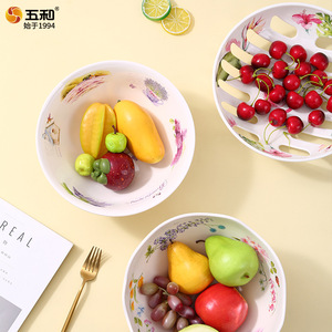 Five-in-one Food Grade Fruit Plate Round Flower Pattern Multi-functional Party Dishes - Product Image 4