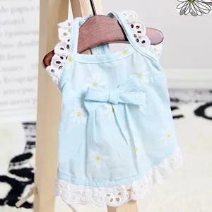 Vestito Estivo da Principessa per Animali Domestici, Gonna in Pizzo per Cani con Fiocco, Ricamo Floreale, Abito a Bretelle per Gatti e Cuccioli, Taglie Piccole e Medie - Product Image 4