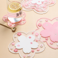 Sous-verre rond moderne antidérapant en PVC motif Sakura pour tasses à café, tasses à thé, bols et assiettes
