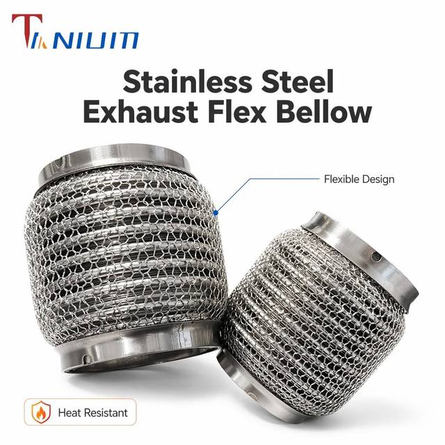 Stainless Steel Bellow Smooth Finish 1 Year Warranty Soft Wire Mesh Strong Exhaust Pipe