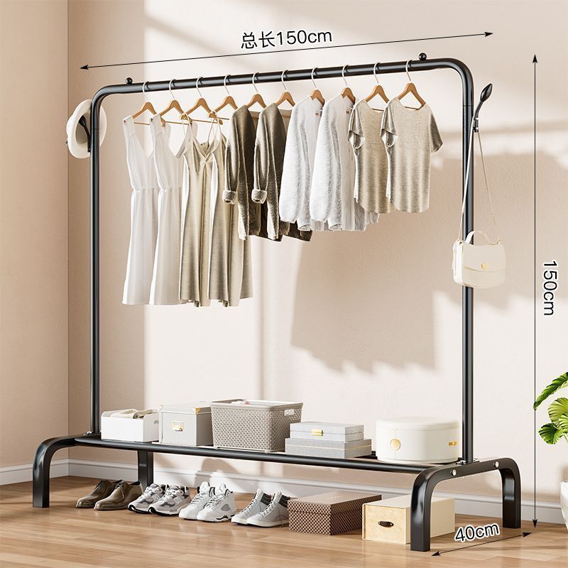Black upgraded single bar 150cm with coat hook and post