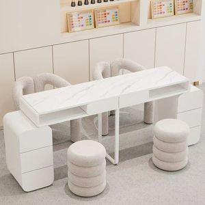 Creamy Style Beauty Salon New Arrival Modern Luxury Nail Salon <b>White</b> Manicure <b>Tables</b> Nail Salon Furniture - Product Image 4