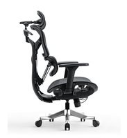 Chaise de bureau ergonomique en maille avec dossier inclinable réglable, repose-pieds et appui-tête, soutien lombaire pour atelier et travail