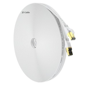 White SFTP Gold Plated RJ45 40Gbps 2000Mhz <strong>Patch</strong> <strong>Cord</strong> Flat Cat8 Ethernet Cable for Modem/Router/Gaming - Product Image 1