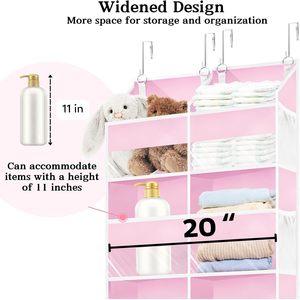 Organisateur rose à suspendre derrière la porte, 10 compartiments, type crochet, pour vêtements, produits pour bébés, rangement mural pour l'organisation - Product Image 4