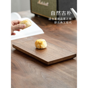 Black Walnut Wood <b>Tea</b> <b>Tray</b> Hand Carved Solid Wood Rectangular Serving <b>Tray</b> For <b>Tea</b> Ceremony - Product Image 4