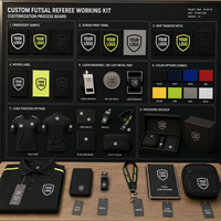 Kit d'arbitrage de futsal personnalisé avec polo d'arbitre, porte-cartes, sifflet, cordon, carnet de scores et pochette utilitaire