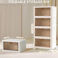 Bacs de rangement en plastique à 4 niveaux 23QT avec boîtes de rangement pliables d'injection PS Conteneurs de stockage empilables avec couvercles et roues