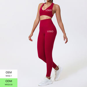 Stevige Geborstelde Snel Droogende Ademend V-hals Racerback Yogakleding 2-delige Set voor Vrouwen Professionele Gym Trainingssets - Product Image 4