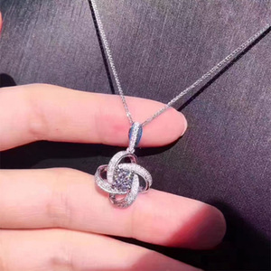 Collana di Diamanti da Donna Stile Romantico Taglio Brillante Rotondo Diamante Naturale Colore G Argentato per Uso Quotidiano XL327 - Product Image 1